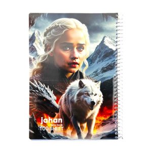 عکس دفتر 100 برگ خط دار مجلد جهان JAHAN سری سینمایی طرح دنریس و گرگ سفید کد 905 - شماره 13