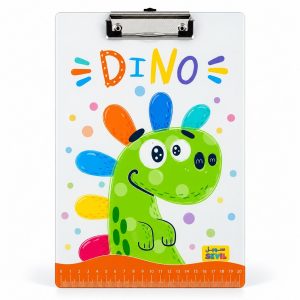 عکس تخته شاسی شفاف سویل SEVIL سایز A4 مدل فانتزی طرح دایناسور سبز DINO کد 916 - شماره 13
