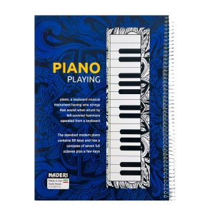 عکس دفتر 100 برگ خط دار جلد سخت نادری NADERI سایز A4 رحلی سری لاکچری طرح PIANO رنگ آبی کد 00159 - شماره 1