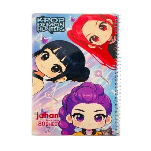 عکس دفتر 80 برگ خط دار مجلد جهان JAHAN سری کی پاپ طرح 02 کد 702 - شماره 9
