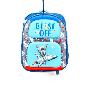 عکس کوله پشتی مهد و پیش دبستانی مدل BLAST OFF OUT OF SPACE طرح فضانورد و سفینه برجسته سایز ۳۴ در ۲۷ - شماره 4