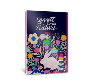 عکس دفتر جلد سخت 100 برگ پاپکو PAPCO مدل ته دوخت طرح خرگوش و باغ گل کد 6190 - شماره 2