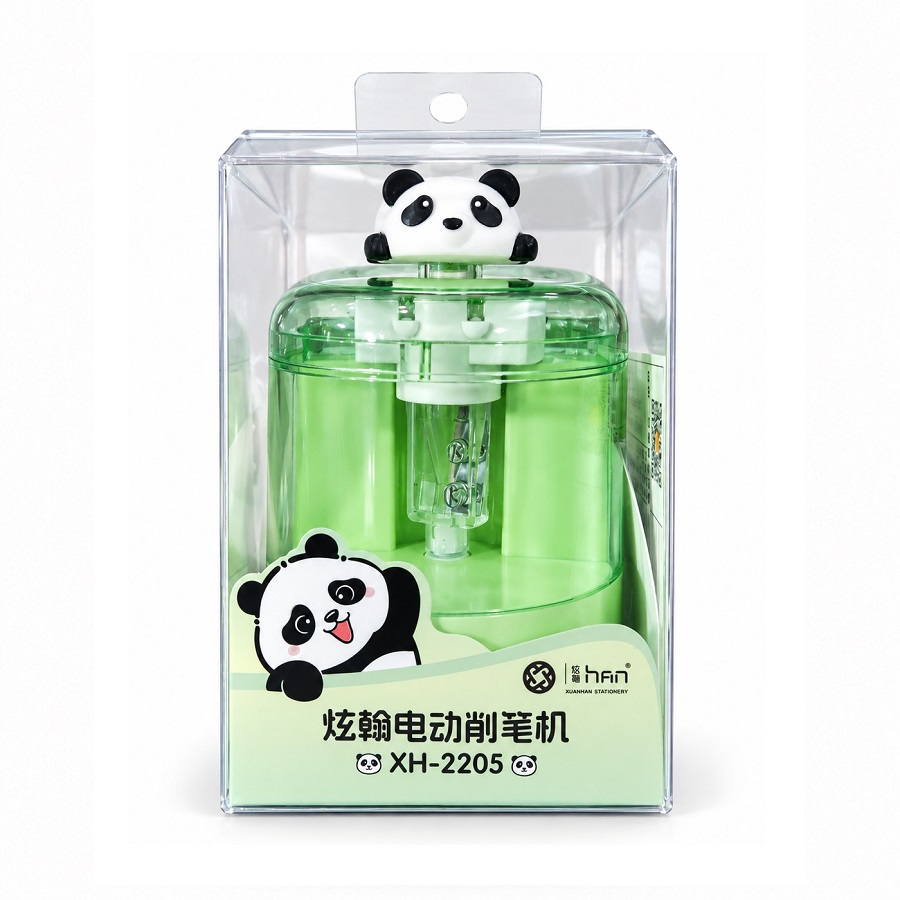 تصاویر تراش برقی وارداتی XUANHAN STATIONERY مدل استوانه ای طرح پاندا رنگ سبز کد 2205 تراش برقی وارداتی XUANHAN STATIONERY مدل استوانه ای طرح پاندا رنگ سبز کد 2205