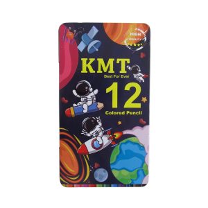 عکس مداد رنگی کی ام تی KMT جعبه فلزی مدل 12 رنگ طرح فضانورد کد 64312 - شماره 5