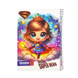عکس دفتر 50 برگ شطرنجی سنوبر Senobar مدل SUPER HERO طرح دختر تاج دار کد 1069 - شماره 9