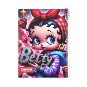 عکس دفتر 50 برگ شطرنجی سنوبر Senobar مدل Betty طرح دختر و الماس قرمز کد 1069 - شماره 6