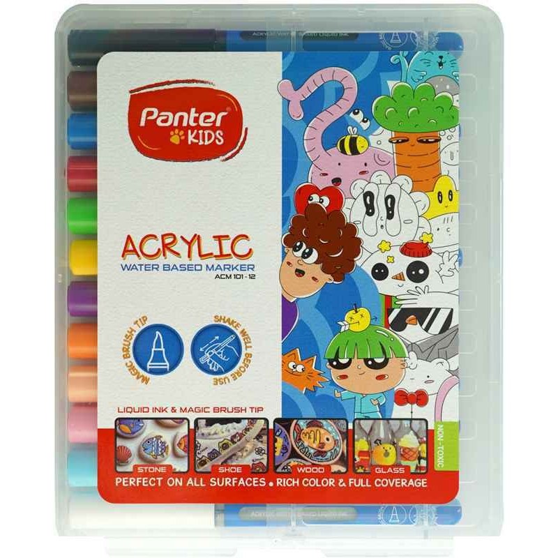 تصاویر ماژیک 12 رنگ اکرولیک پنتر Panter کد 52223 ماژیک 12 رنگ اکرولیک پنتر Panter کد 52223