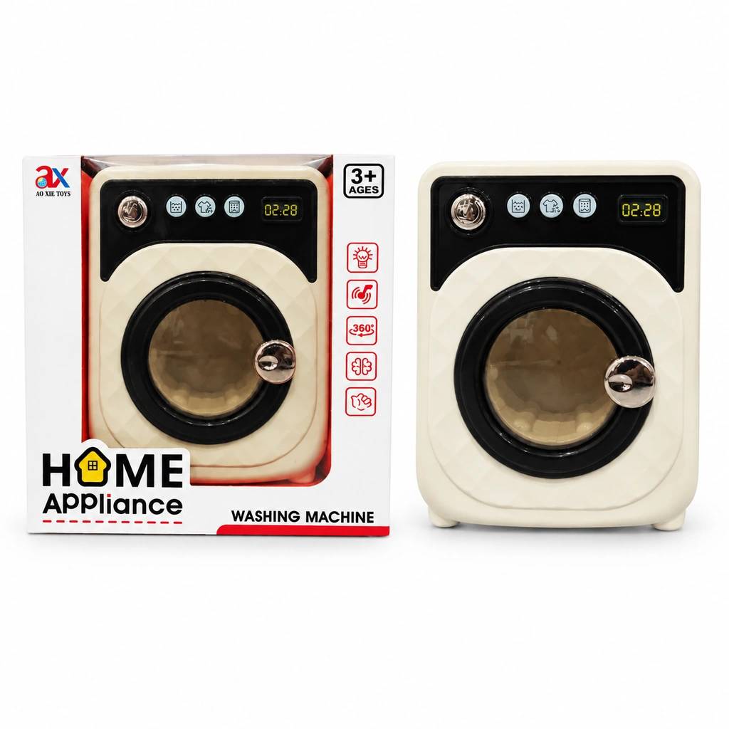 تصاویر ماشین لباسشویی اسباب بازی هوم اپلاینس Home Appliance مدل موزیکال و چراغدار با مخزن چرخان کد 22222 ماشین لباسشویی اسباب بازی هوم اپلاینس Home Appliance مدل موزیکال و چراغدار با مخزن چرخان کد 22222
