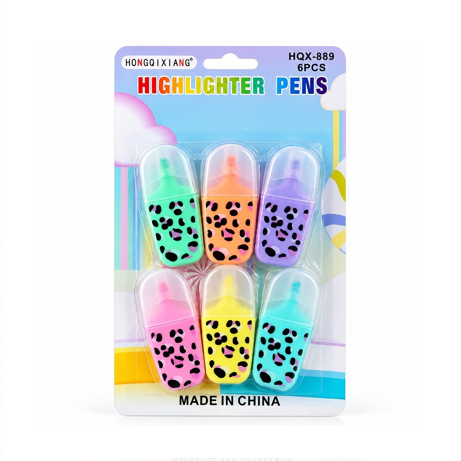 تصاویر هایلایتر 6 رنگ HONGQIXIANG مدل مینی طرح پلنگی کد 8897 هایلایتر 6 رنگ HONGQIXIANG مدل مینی طرح پلنگی کد 8897